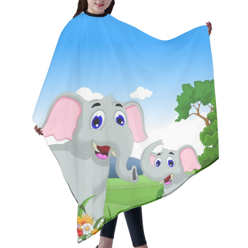 Personality  Cute Elephant Cartoon In The Jungle Hair Cutting Cape