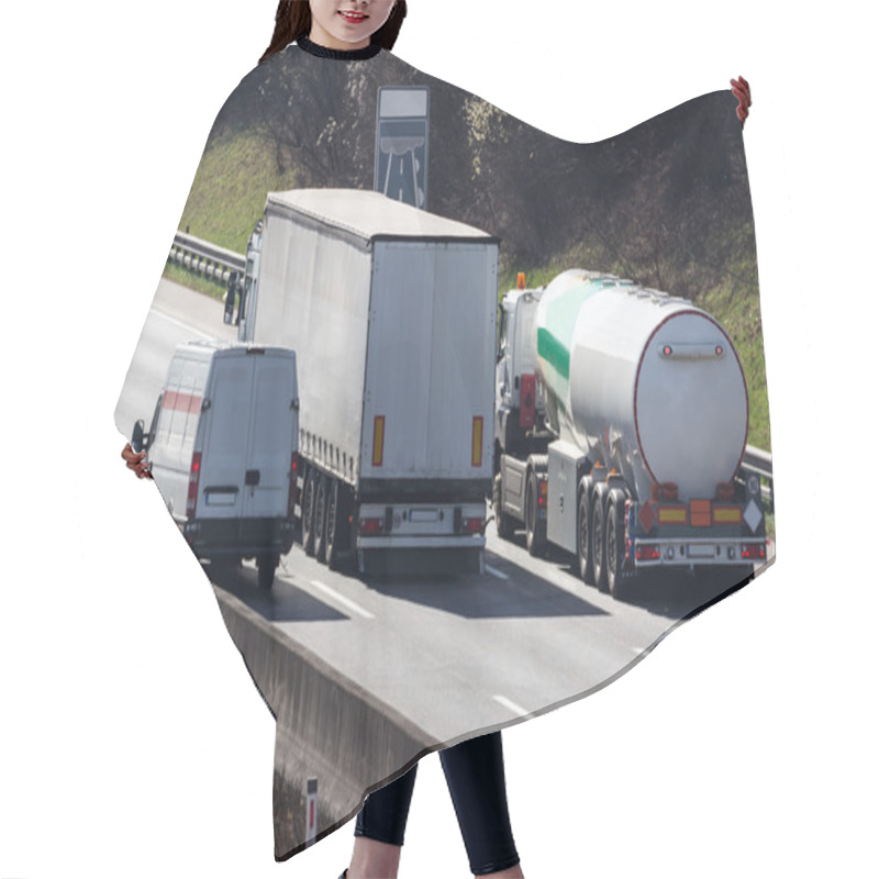 Personality  Trucks On The Highway Hair Cutting Cape