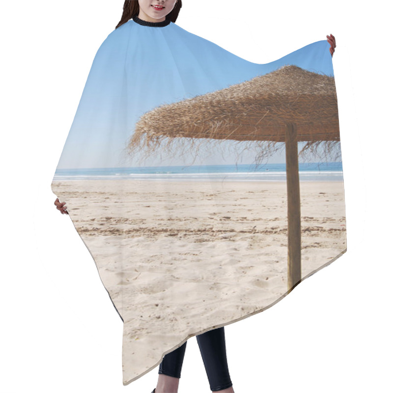 Personality  Straw Parasols On Beach On The Island  Hair Cutting Cape