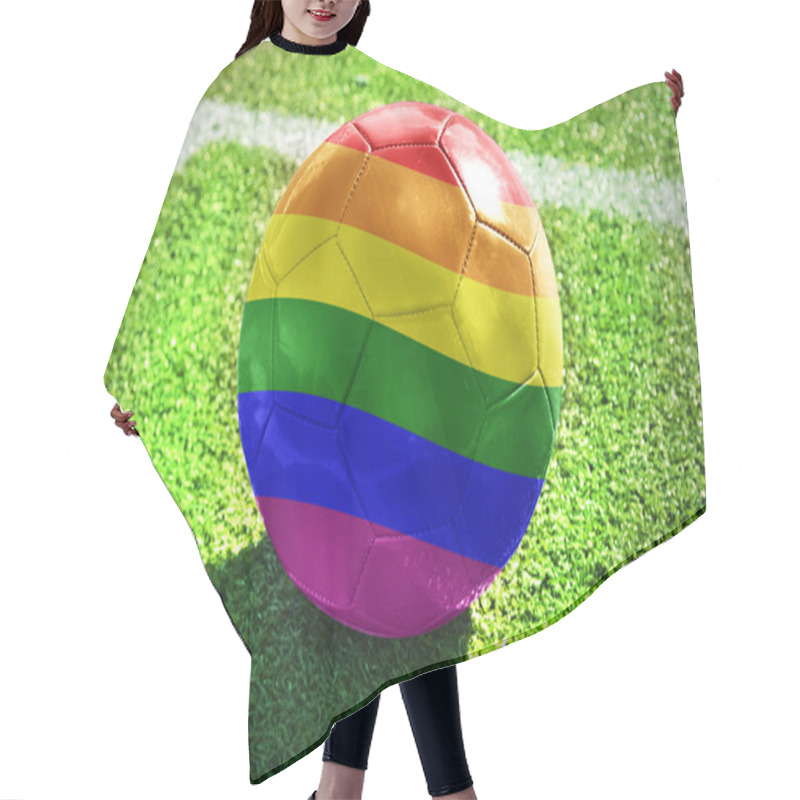 Personality  Football Ball With Rainbow Flag On The Field  Hair Cutting Cape