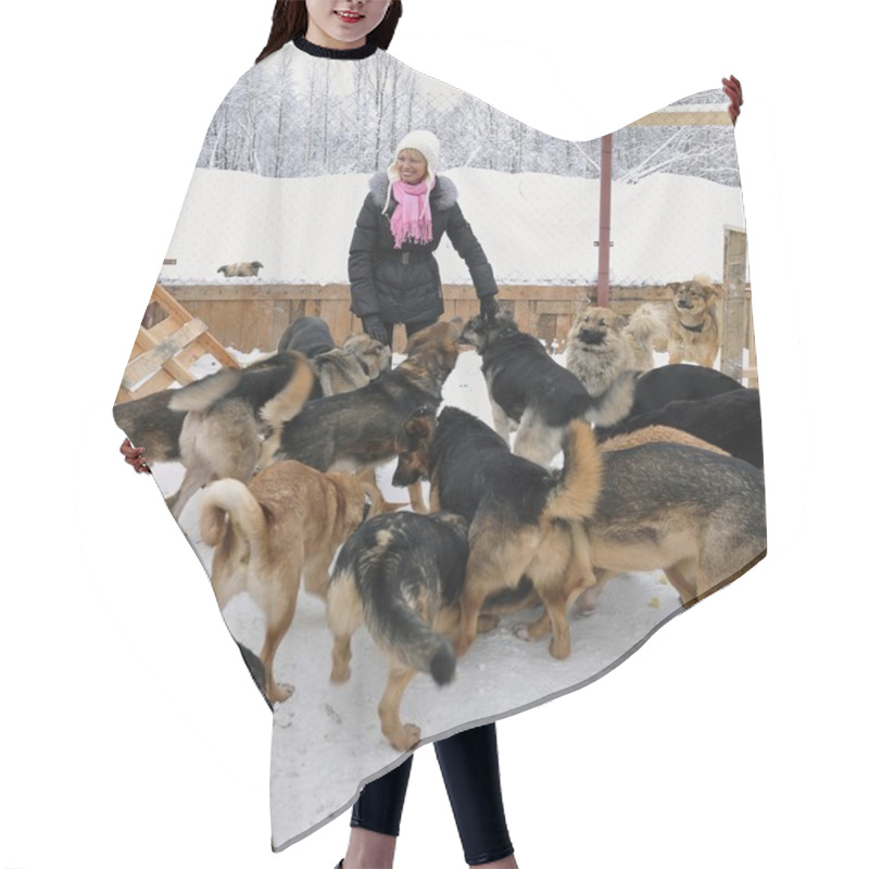 Personality  The Girl And Dogs Hair Cutting Cape