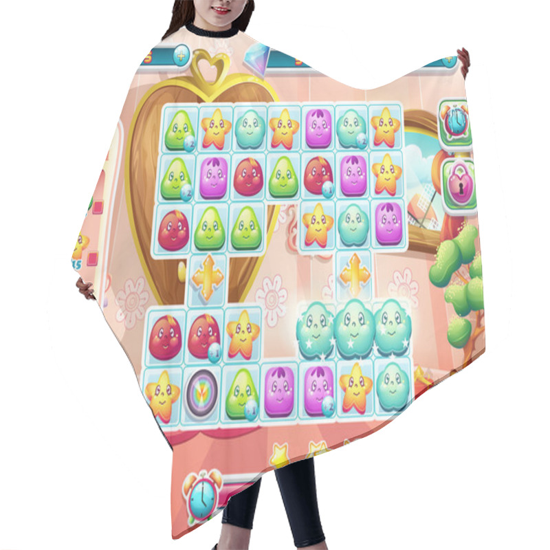 Personality  Example Of The Playing Field And The User Interface For The Game Hair Cutting Cape