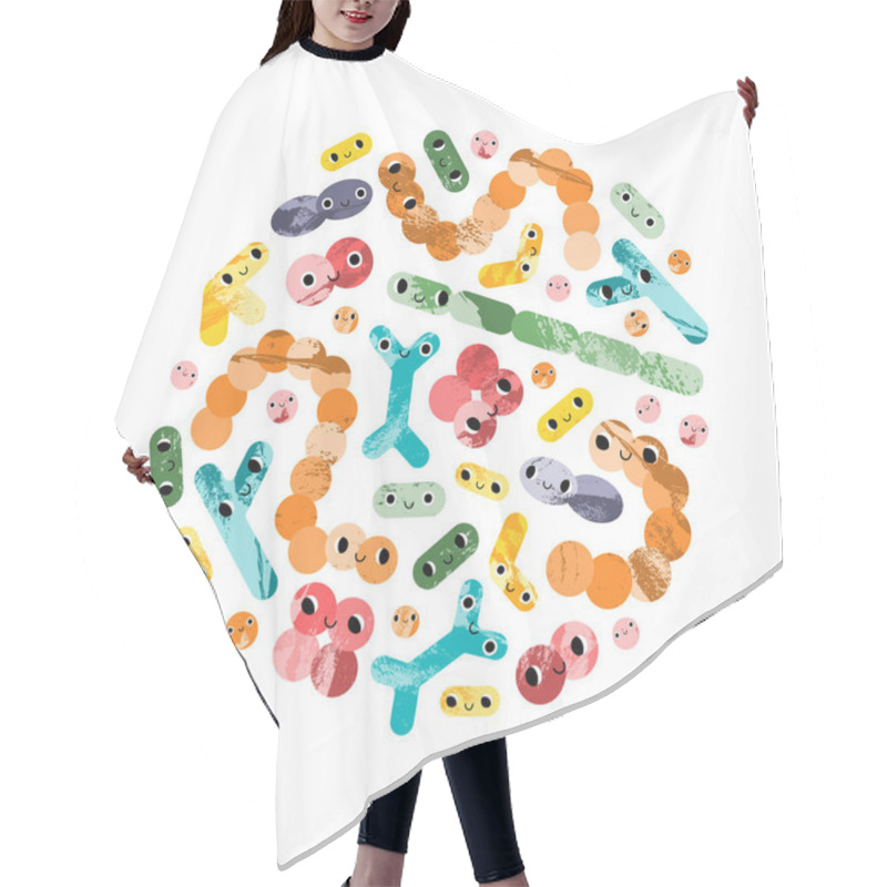 Personality  Cute Lactic Acid Bacteria Character. Probiotics. Good Kawaii Microorganism For Gut, Intestinal Flora Health. Bifidobacterium, Lactobacillus, Lactococcus, Thermophilus Streptococcus. Vector Cartoon Art Hair Cutting Cape