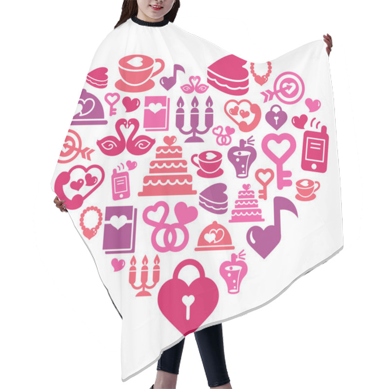 Personality  Valentines And Love Icons In Heart Shape Hair Cutting Cape