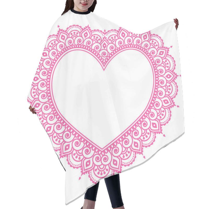 Personality  Heart Mehndi Pink Design, Indian Henna Tattoo Pattern - Love Concept Hair Cutting Cape