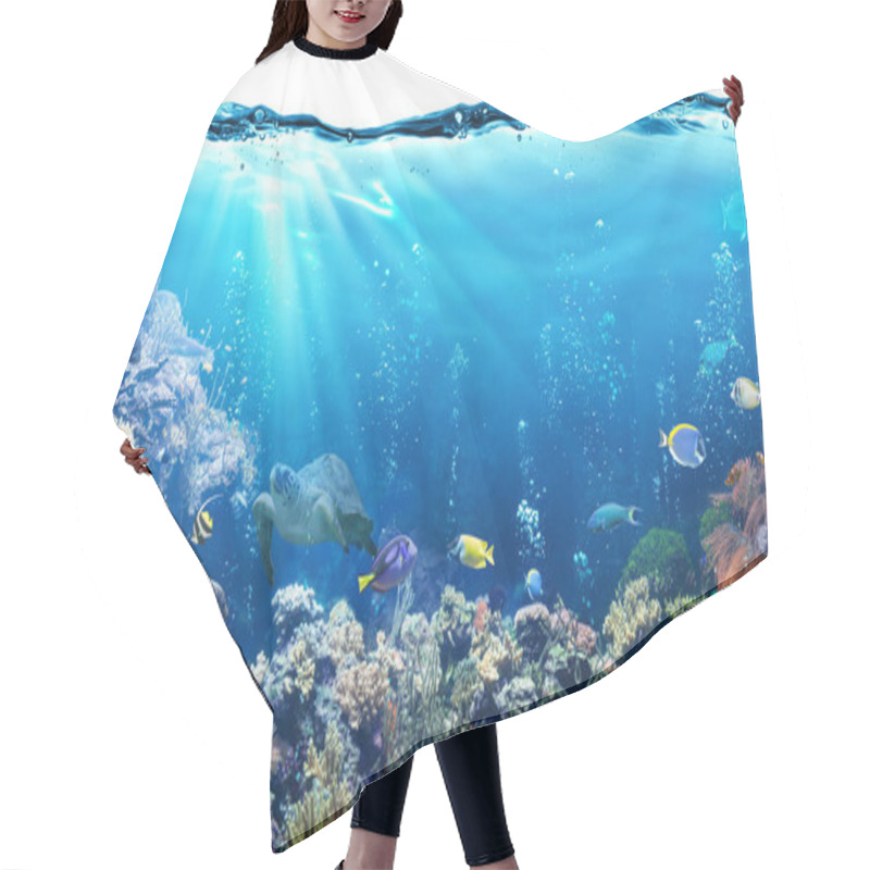 Personality  Underwater Scene With Reef And Tropical Fish Hair Cutting Cape