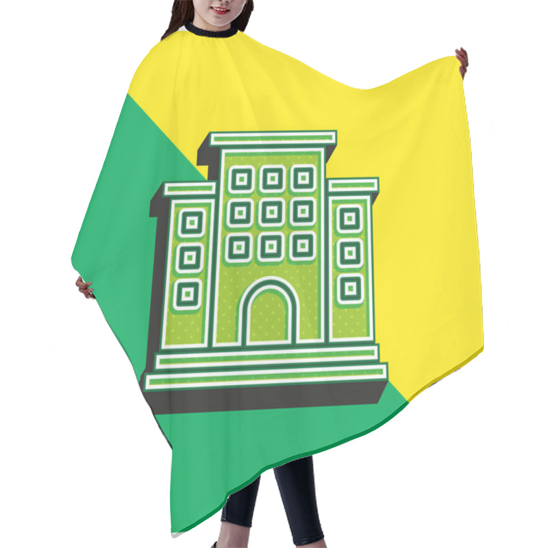 Personality  Apartment Green And Yellow Modern 3d Vector Icon Logo Hair Cutting Cape