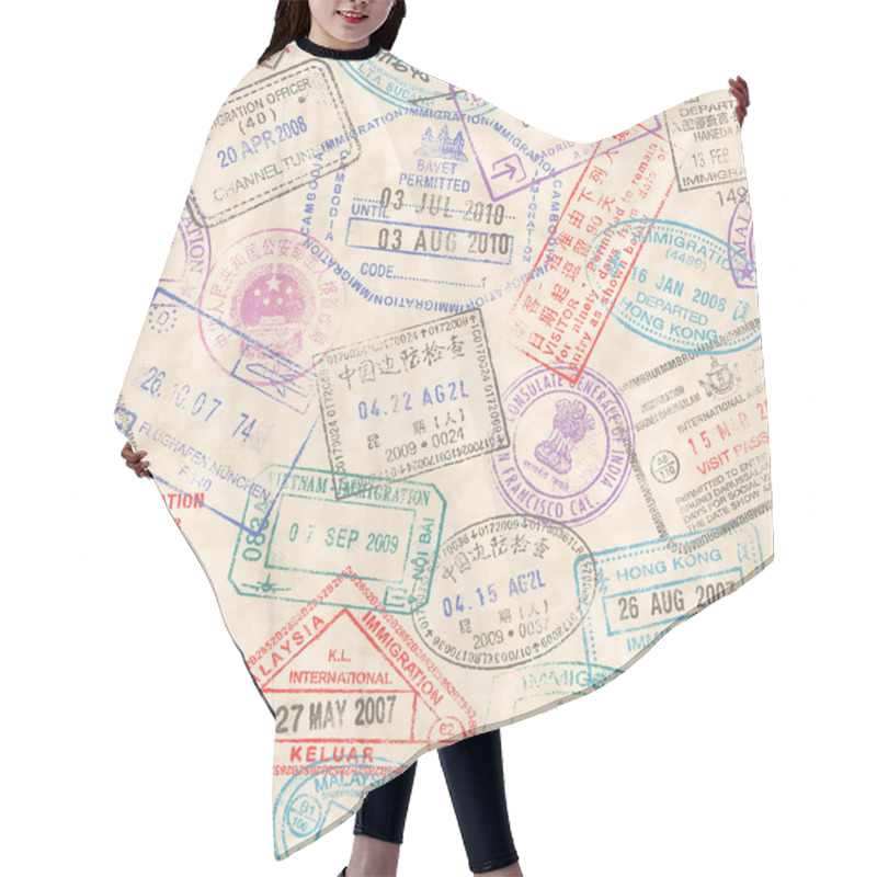 Personality  Passport Stamps Seamless Texture Hair Cutting Cape