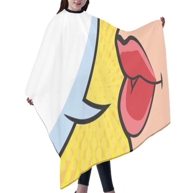 Personality  Woman Mouth With Speech Bubble Pop Art Style Hair Cutting Cape