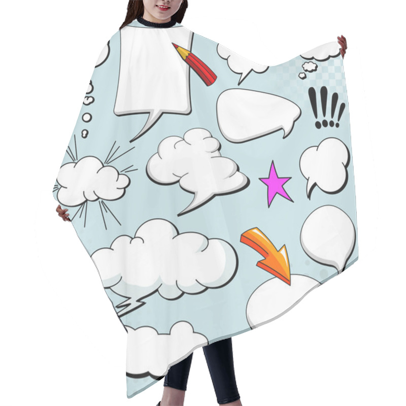 Personality  Comics Style Speech Bubbles Hair Cutting Cape