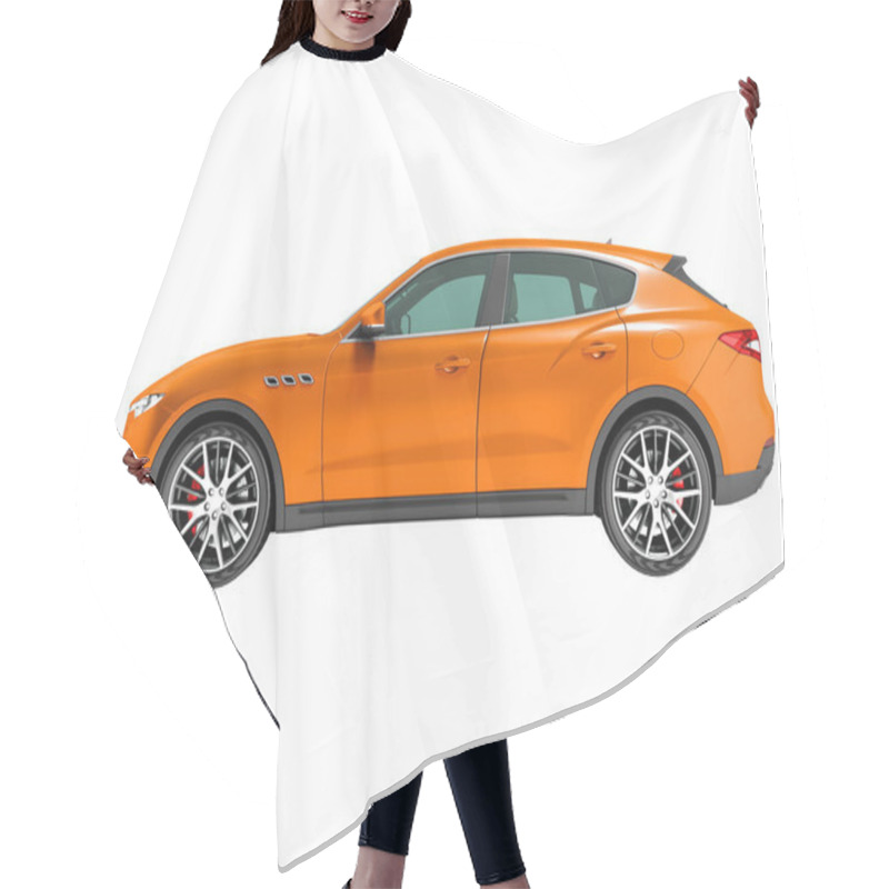 Personality  Modern Orange Car Crossover For Business Trips Side View 3d Rendering On White Background No Shadow Hair Cutting Cape