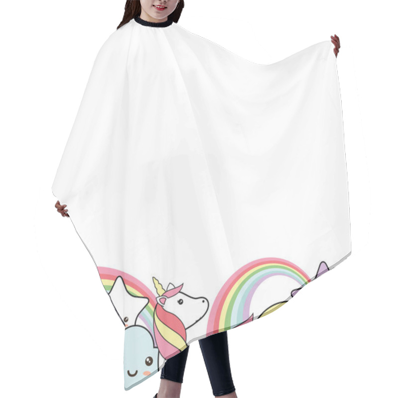 Personality  Cute Background With Sweet Unicorn, Stars, Clouds And Sun - Kawaii Style Hair Cutting Cape