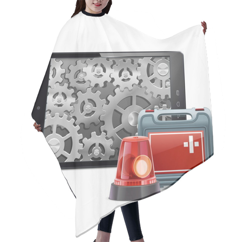 Personality  Vector Tablet PC With Emergency Kit Hair Cutting Cape