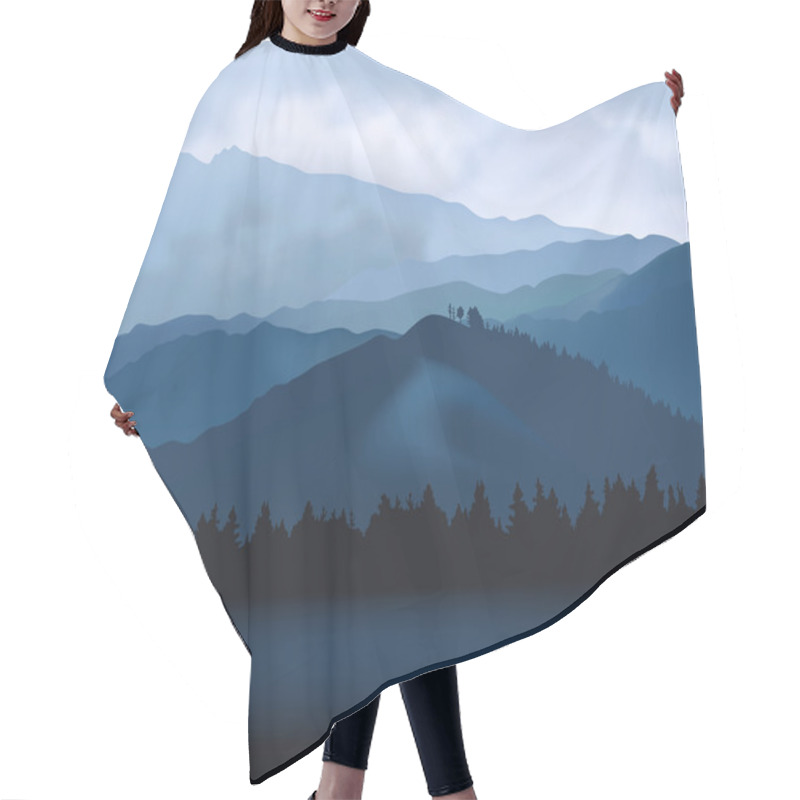 Personality  Mountain Vector Landscape Hair Cutting Cape