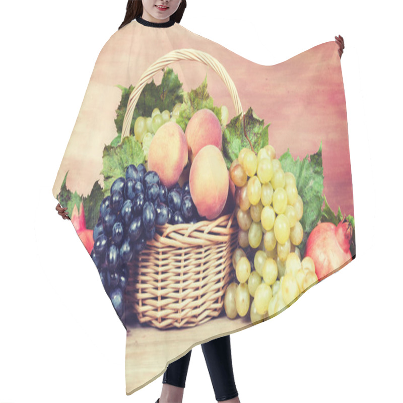 Personality  Fruits And Grapes In Basket. Hair Cutting Cape