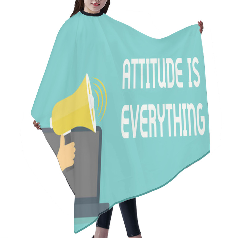 Personality  Handwriting Text Attitude Is Everything. Concept Meaning Positive Outlook Is The Guide To A Good Life Hair Cutting Cape