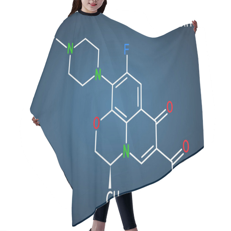 Personality  Levofloxacin, Fluoroquinolone Antibiotic Molecule. It Is Used To Treat Bacterial Sinusitis, Pneumonia. Structural Chemical Formula On The Dark Blue Background. Vector Illustration Hair Cutting Cape