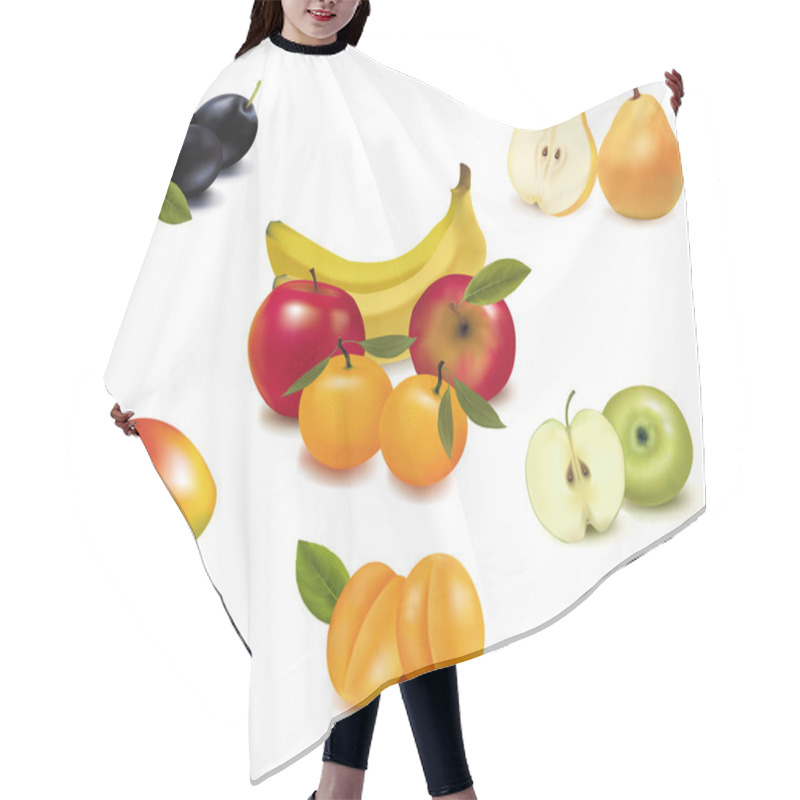 Personality  Photo-realistic Vector Illustration. Big Group Of Different Fruit. Hair Cutting Cape