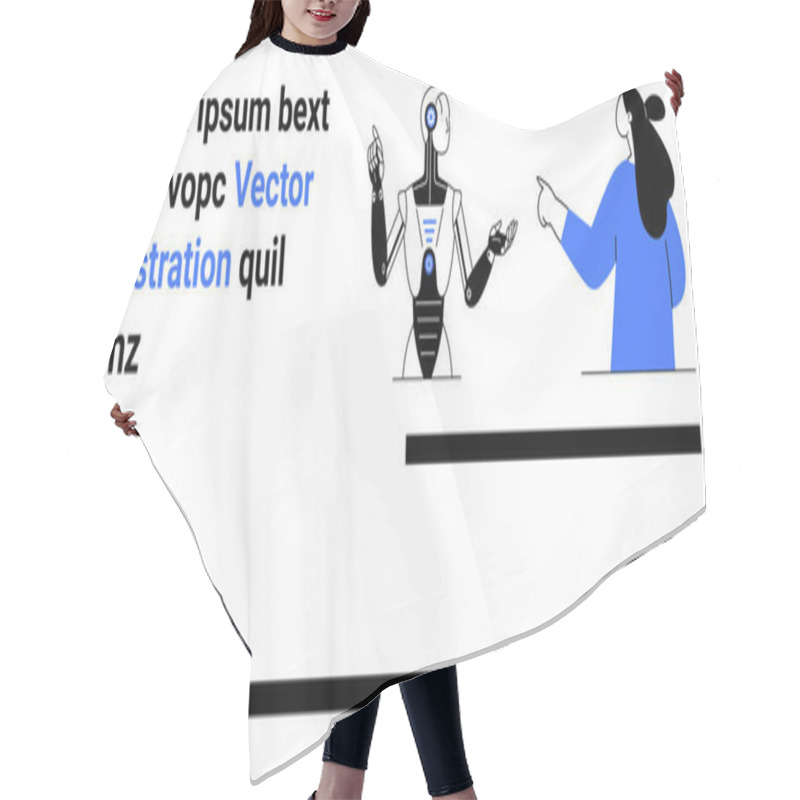 Personality  Includes A Robot Interacting With A Human. Ideal For Technology, Artificial Intelligence, Innovation, Future Of Work, And Human-robot Interaction Themes. Banner For Landing Page Hair Cutting Cape