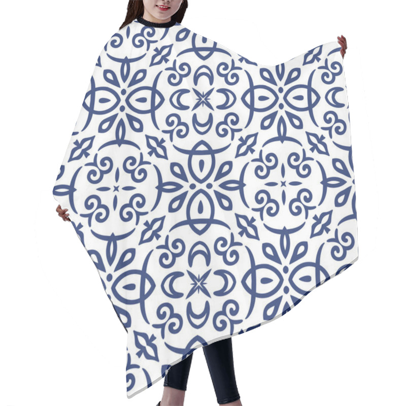 Personality  Blue Arabesque Pattern Hair Cutting Cape