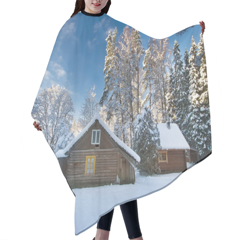 Personality  Old Houses In Snowy Forest Hair Cutting Cape