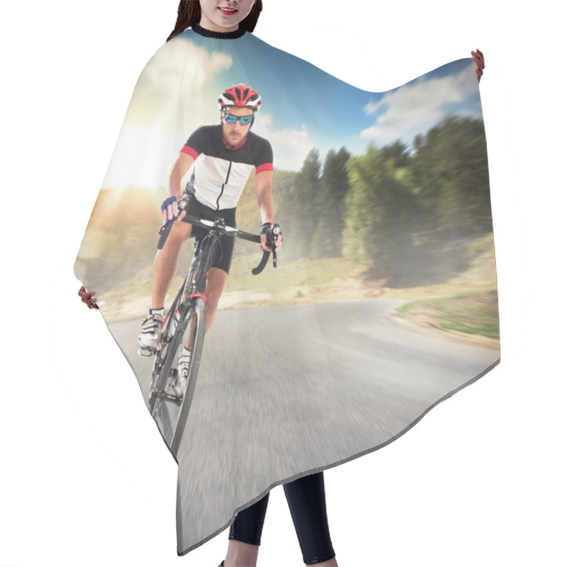 Personality  Cyclist Cycling On Road Hair Cutting Cape