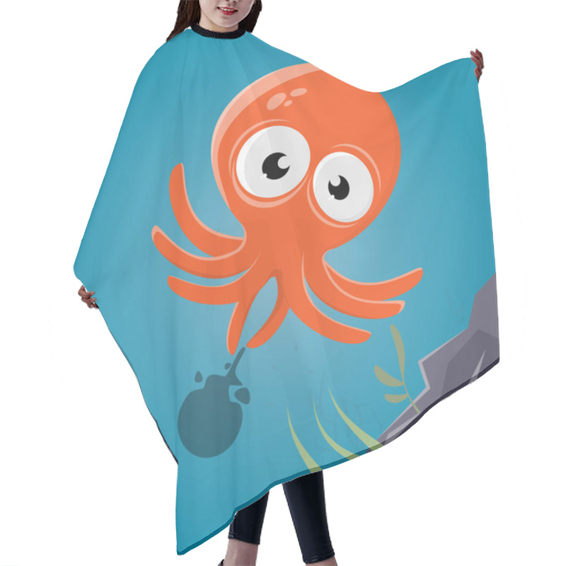 Personality  Funny Cartoon Squid Clipart Hair Cutting Cape