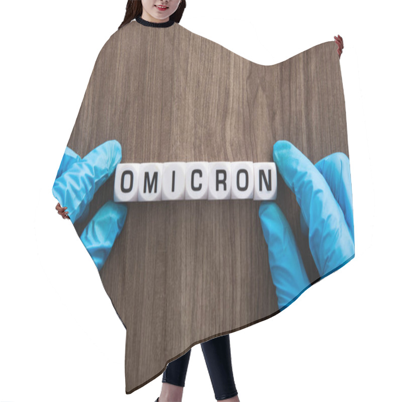 Personality  New Covid-19 Omicron Variant Strain Symbol. Concept Medical And COVID-19 Omicron Hair Cutting Cape