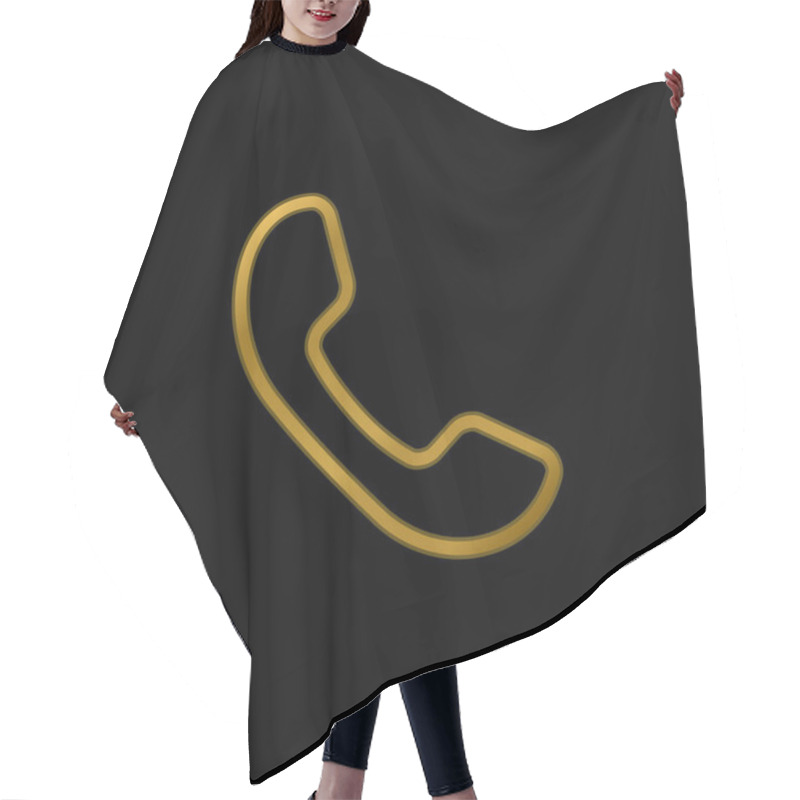 Personality  Auricular Of Phone Gold Plated Metalic Icon Or Logo Vector Hair Cutting Cape