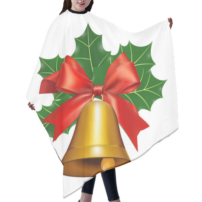 Personality  Bell With A Red Ribbon And Mistletoe Hair Cutting Cape