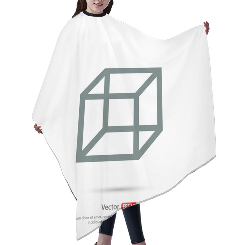 Personality  Cube Icon,  Flat Design Hair Cutting Cape