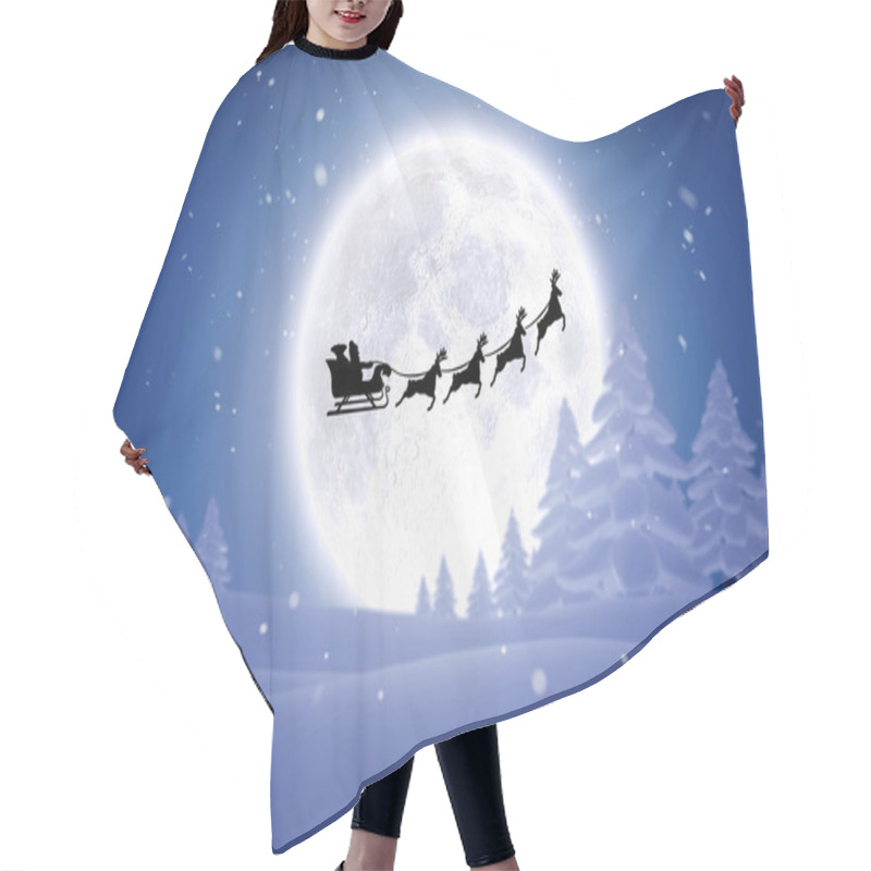 Personality  Silhouette Of Santa Claus And Reindeer Hair Cutting Cape