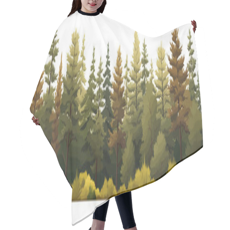 Personality  Dense Pine Forest Vector Simple 3d Smooth Cut And Isolated Illustration Hair Cutting Cape