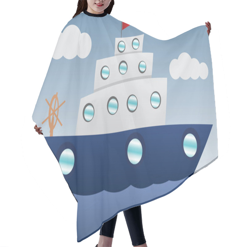 Personality  Funny Boat Cartoon Hair Cutting Cape