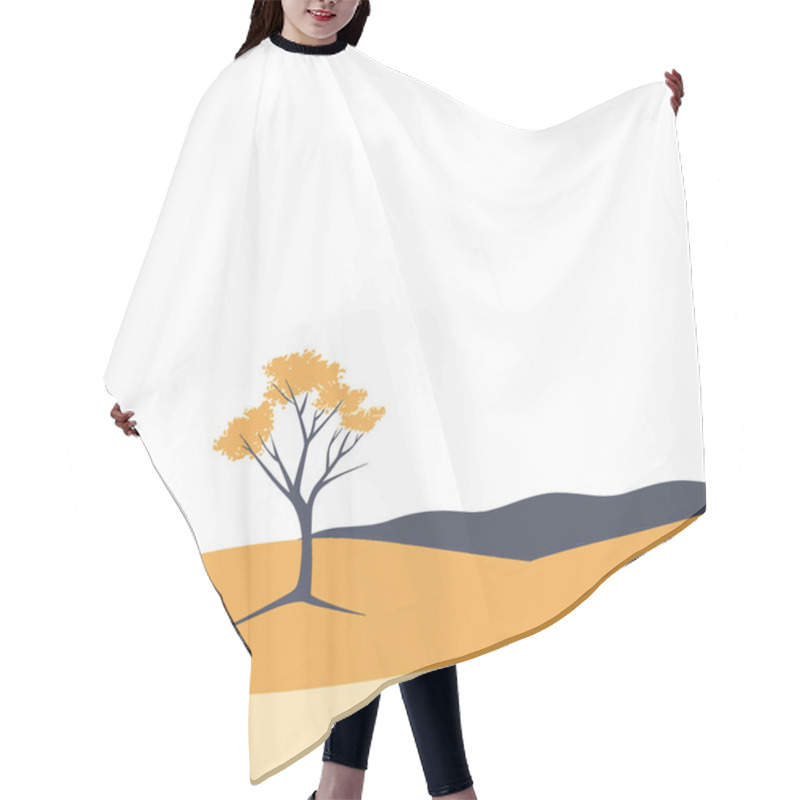 Personality   Single Tree In A Vast Desert Flat Vector Hair Cutting Cape