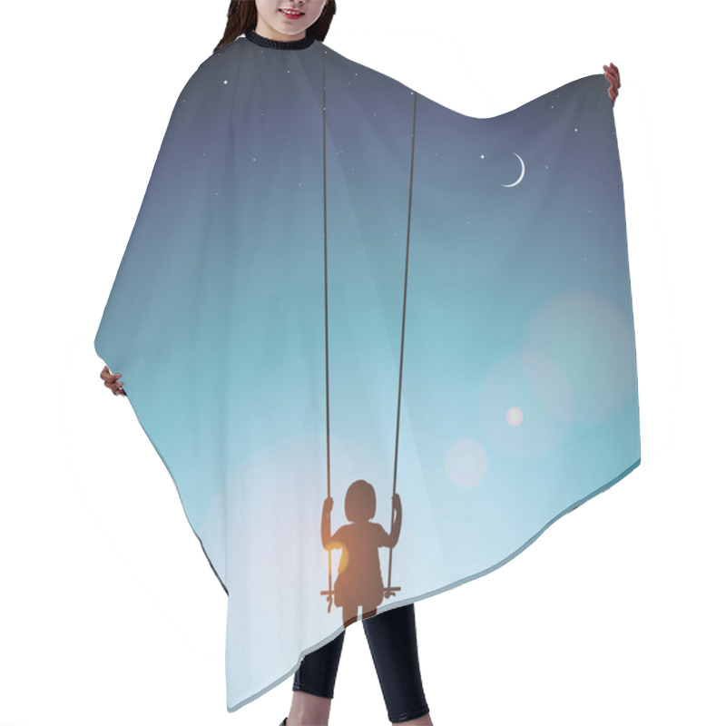 Personality  Little Girl On A Swing Hair Cutting Cape