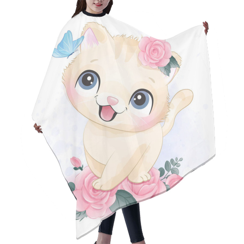 Personality  Cute Little Kitty Portrait Illustration Hair Cutting Cape