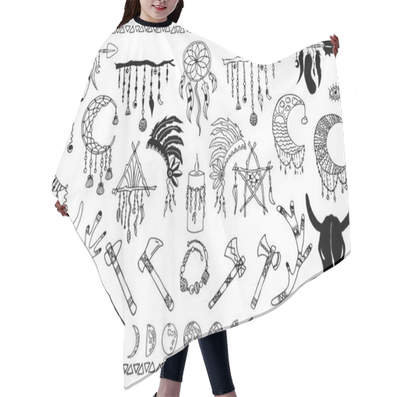 Personality  Hand Drawn Doodles Boho Set Hair Cutting Cape