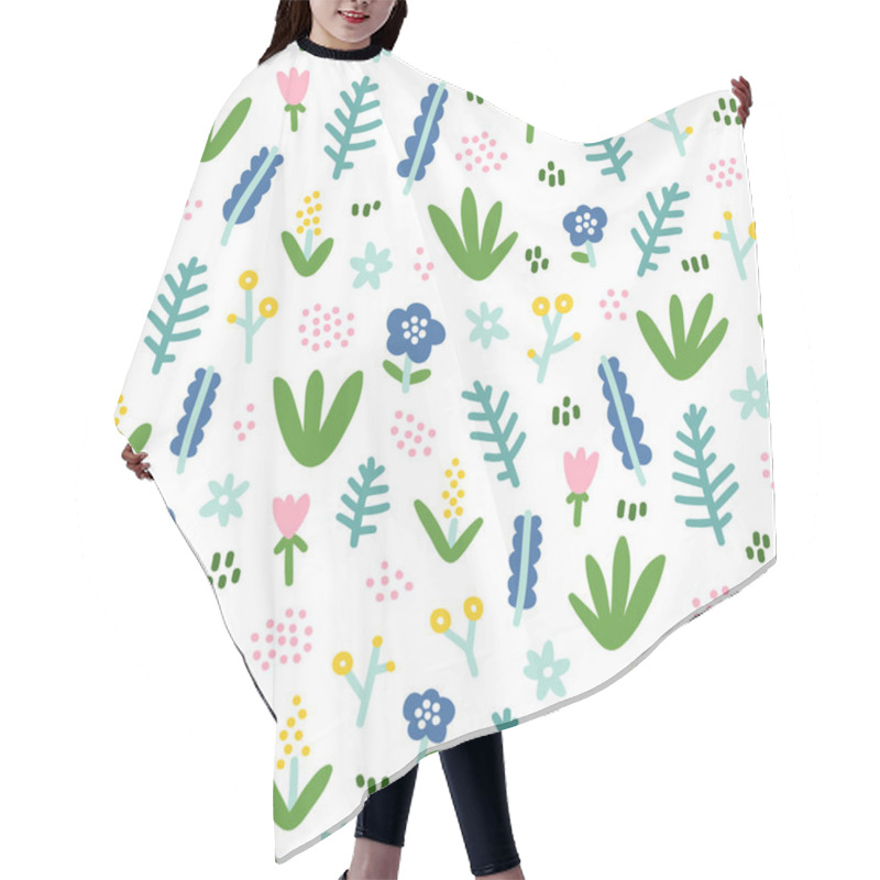 Personality  Cute Little Flowers On White Background Hair Cutting Cape