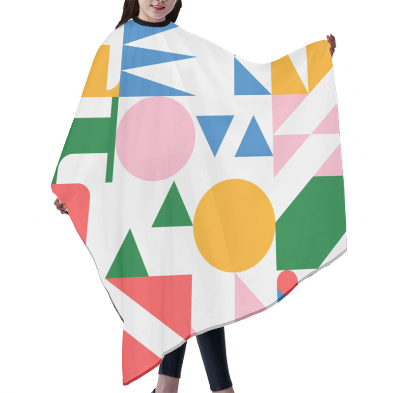 Personality  Pattern Design Made With Simple Geometric Shapes And Figures. Vector Geometric Abstract Composition Useful For Wallpaper Decorations, Presentations, Fabrics Textile Design, Etc Hair Cutting Cape