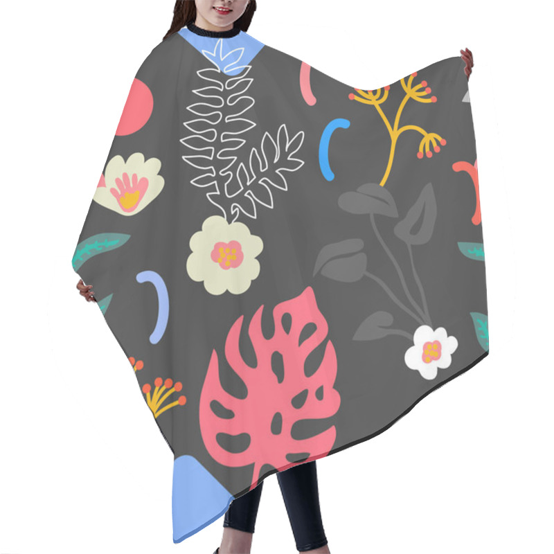 Personality  Modern Print With Japanese Floral Motifs. Hair Cutting Cape