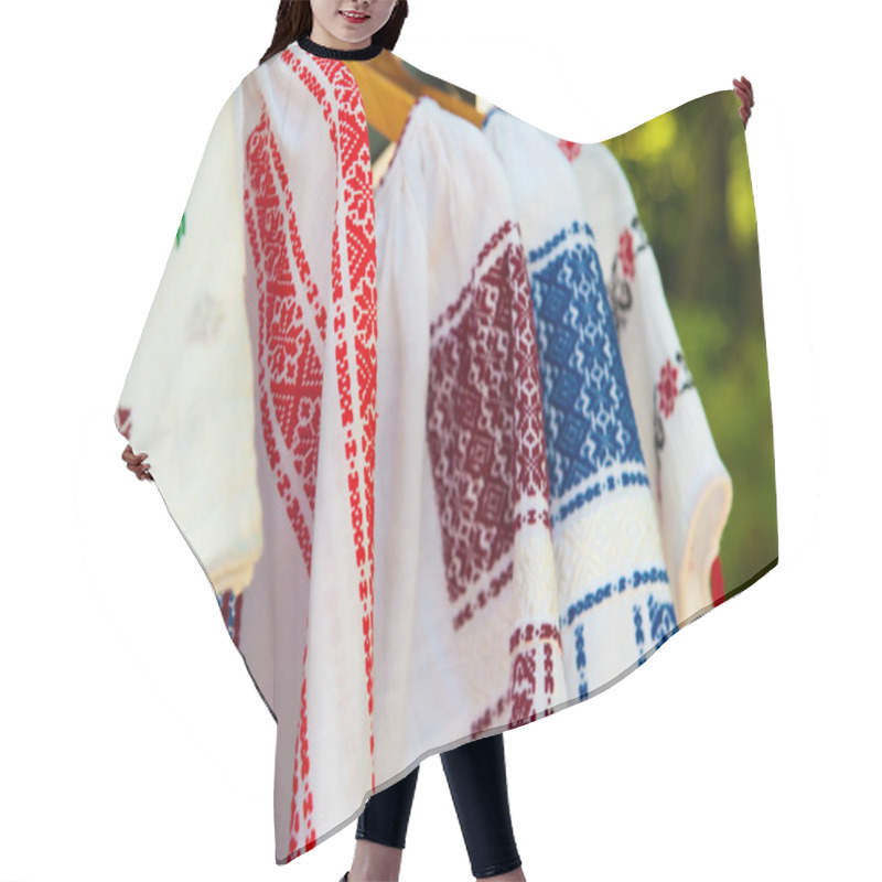 Personality  Detail Of Romanian Traditional Costume Hair Cutting Cape