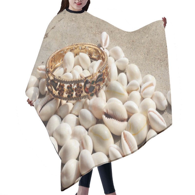 Personality  Adorned By Nature: Jewels On The Shell Hair Cutting Cape