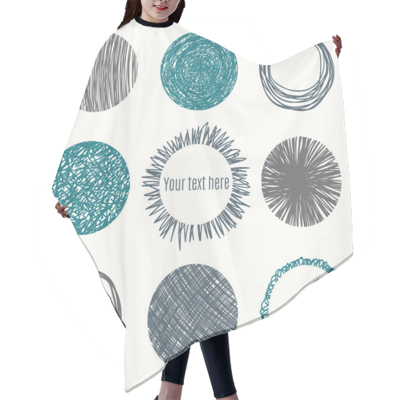 Personality  Hand Drawn Circle Banners. Scribble Shapes Hair Cutting Cape