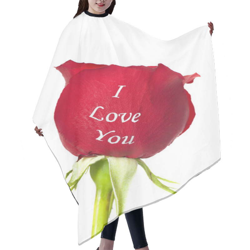 Personality  Red Rose With I Love You Printed On It Hair Cutting Cape