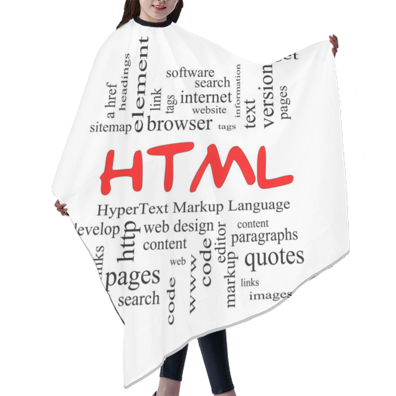 Personality  HTML Word Cloud Concept In Red Caps Hair Cutting Cape