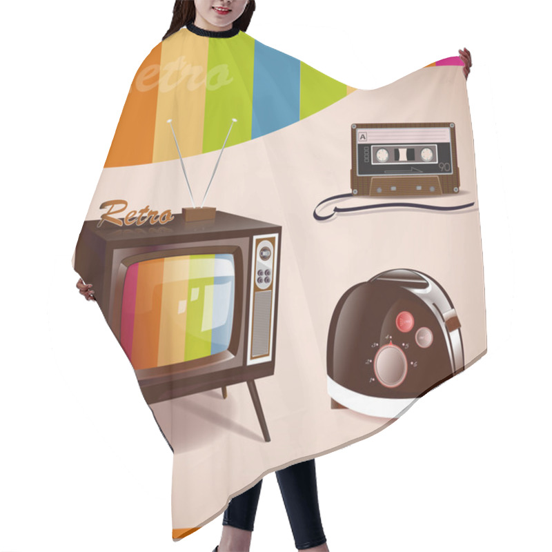 Personality  Retro Media. Vector Illustration Hair Cutting Cape