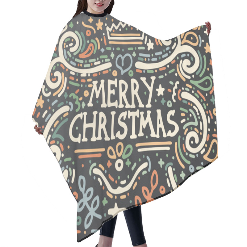 Personality  Merry Christmas Lettering.  Hair Cutting Cape