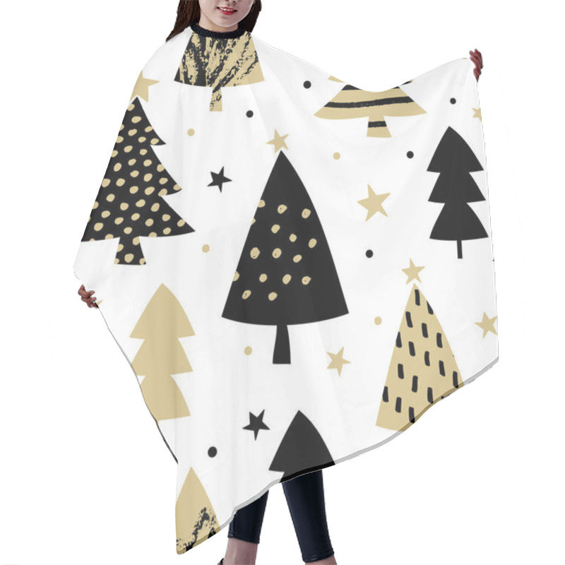 Personality  Seamless Christmas Pattern Hair Cutting Cape