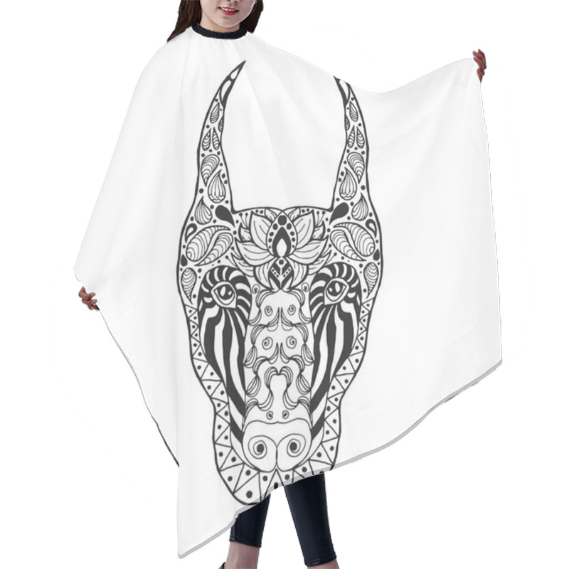 Personality  Zentangle Stylized Doberman.  Hair Cutting Cape